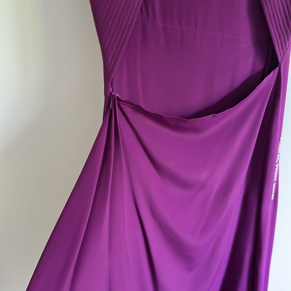 Off-White Purple “Floral Print Here” Asymmetrical Silk-blend Cocktail Dress - Picture 9 of 13